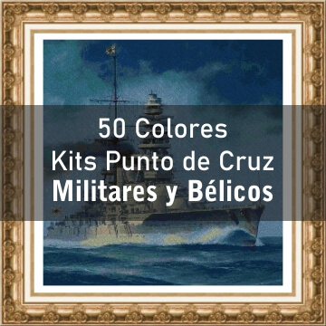 50 colores kits de punto de cruz de militares y belicos